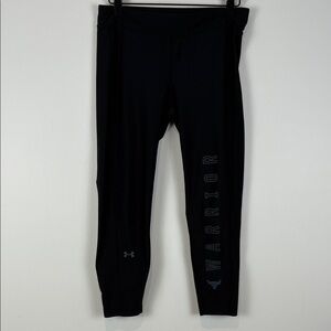Under Armour Youth Large Black 'WARRIOR' Side Logo Leggings Fitted Heatgear